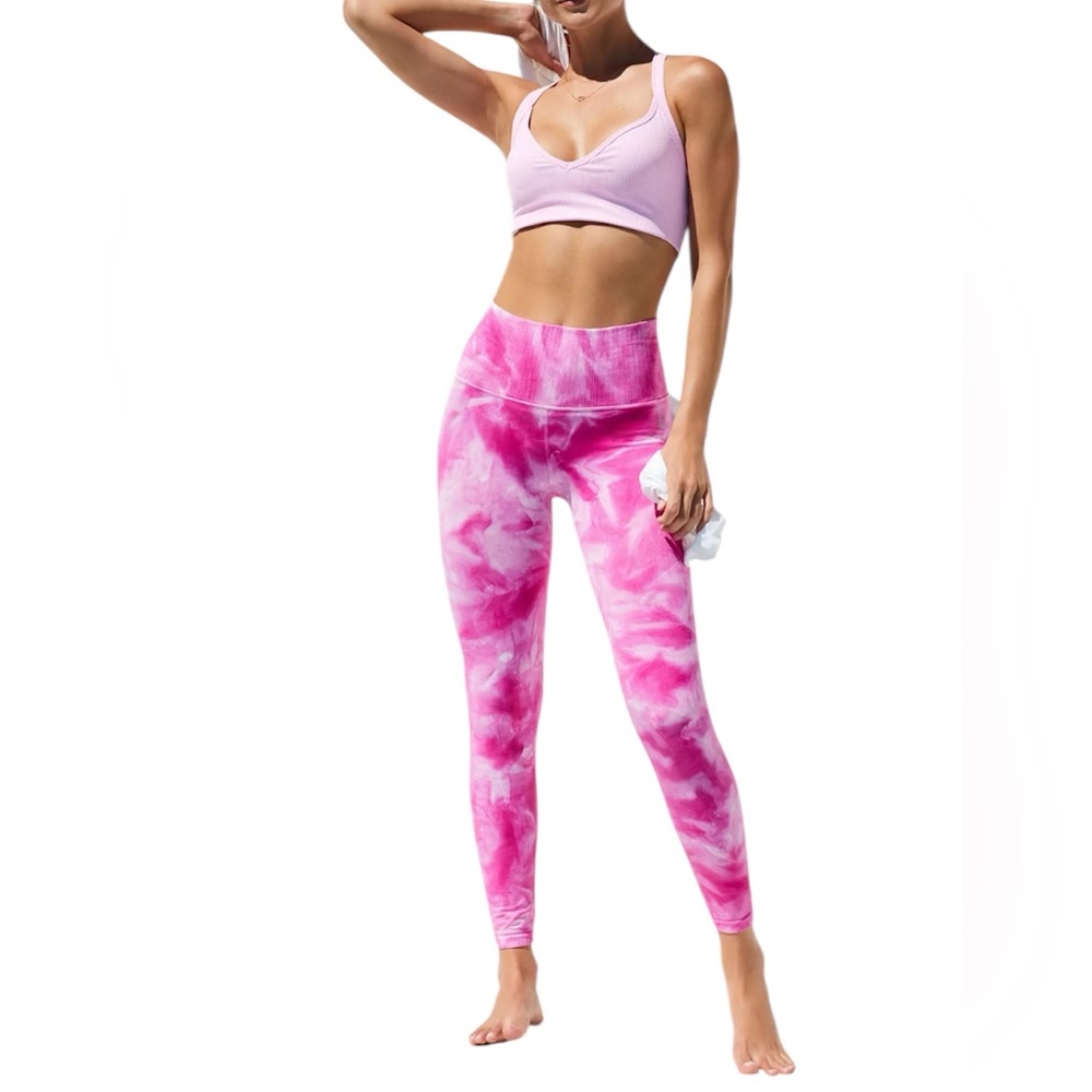 Free People Movement Good Karma Pink‎ Tie-Dye Women's Leggings Size Xs-Small